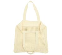 VINTORKY Woolen Knitted Braid Handbag and Wear-resistant Polyester Material Beige with Large Capacity Simple and Stylish Crochet Tote Bag for Women for Weddings and Camping