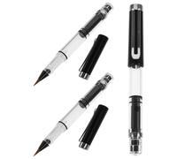VINTORKY Writing Fountain Pen with Piston Filling System, 3Pcs Flexible Brush Tip Ink Pens for Sketching and Manuscript Handwriting, Nylon Wool and Stainless Steel Body for Artists