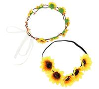 VINTORKY Yellow Sunflower Headbands Hairbands 2pcs for Bride and Bridesmaid, Fabric Material with Fine Workmanship, Elegant and Generous Style for Beach and Wedding Festival