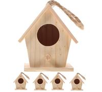VINTORKY5pcs Imitation Bird Nest Wooden Mini Bird House Pendant for Yard Garden Decoration, Nesting Boxes for Wild Birds, Robin Bird House Ornaments Craft wood bird house rustic?houses mini small