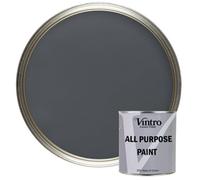 Vintro All Purpose Paint Dark Grey Multi-Surface Paint Flat Matt Finish Interior & Exterior 250Ml