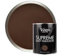 Vintro | Dark Brown | Luxury Matt Emulsion | Smooth Chalky Finish | Multi Surface Paint | for Walls, Ceilings, Wood and Metal | 1L (Very Dark Brown - Ribwort)