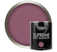 Vintro Luxury Matt Emulsion Aubergine Smooth Chalky Finish, Multi Surface Paint - Walls, Ceilings, Wood, Metal - 1L (Old Mauve)