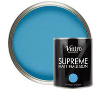 Vintro Luxury Matt Emulsion Blue Smooth Chalky Finish, Multi Surface Paint - Walls, Ceilings, Wood, Metal - 1L (Trinity)