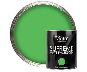 Vintro | Luxury Matt Emulsion | Bright Green | Smooth Chalky Finish | Multi Surface Paint | for Walls, Ceilings, Wood and Metal | 1L (Bright Green - Rainforest)