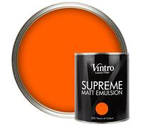 Vintro Luxury Matt Emulsion Bright Orange Smooth Chalky Finish, Multi Surface Paint - Walls, Ceilings, Wood, Metal - 1L (Pumpkin)