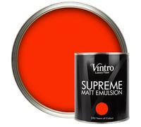 Vintro Luxury Matt Emulsion Bright Red, Multi Surface Paint For Walls, Ceilings, Wood, Metal - 1L (Racing Red)