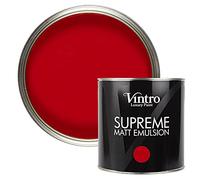 Vintro | Luxury Matt Emulsion | Bright Red | Smooth Chalky Finish | Multi Surface Paint | for Walls, Ceilings, Wood and Metal 2.5L (Valentine)