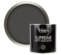Vintro Luxury Matt Emulsion Charcoal Grey, Multi Surface Paint For Walls, Ceilings, Wood, Metal - 2.5L (Midnight)