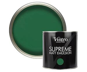 Vintro | Luxury Matt Emulsion | Dark Green | Smooth Chalky Finish | Multi Surface Paint | for Walls, Ceilings, Wood and Metal | 2.5L (Brooklands)