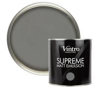Vintro Luxury Matt Emulsion Dark Grey Multi Surface Paint For Walls, Ceilings, Wood, Metal - 2.5L (Cloudburst)
