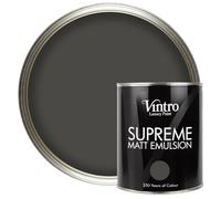 Vintro | Luxury Matt Emulsion | Dark Grey | Smooth Chalky Finish | Multi Surface Paint | for Walls, Ceilings, Wood and Metal | 1L (Charcoal Grey - Midnight)
