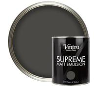 Vintro Luxury Matt Emulsion Dark Grey, Smooth Chalky Finish, Multi Surface Paint For Walls, Ceilings, Wood, Metal - 1L (Midnight)