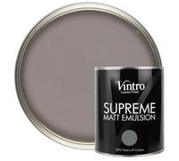 Vintro Luxury Matt Emulsion Dark Grey Smooth Chalky Finish, Multi Surface Paint - Walls, Ceilings, Wood, Metal - 1L (Cloudburst)