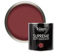 Vintro Luxury Matt Emulsion Deep Red, Multi Surface Paint For Walls, Ceilings, Wood, Metal - 2.5L (Mulberry)
