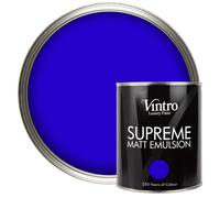 Vintro Luxury Matt Emulsion Electric Blue, Smooth Finish, Multi Surface Paint For Walls, Ceilings, Wood, Metal - 1L (Ultramarine)