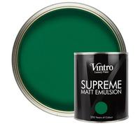Vintro Luxury Matt Emulsion Green Smooth Chalky Finish, Multi Surface Paint - Walls, Ceilings, Wood, Metal 1L (Brooklands)