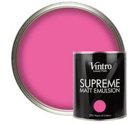 Vintro Luxury Matt Emulsion Hot Pink Smooth Chalky Finish, Multi Surface Paint - Walls, Ceilings, Wood, Metal 1L (Belladonna)