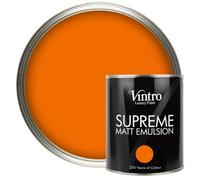 Vintro Luxury Matt Emulsion Orange Smooth Finish, Multi Surface Paint - Walls, Ceilings, Wood, Metal - 1L (Deep Saffron)