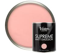 Vintro Luxury Matt Emulsion Pink Smooth Chalky Finish, Multi Surface Paint - Walls, Ceilings, Wood, Metal - 1L (Dancing Salmon)