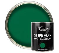 Vintro | Luxury Matt Emulsion | Smooth Chalky Finish | Multi Surface Paint | for Walls, Ceilings, Wood and Metal (Dark Green) 1L