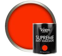 Vintro Luxury Matt Emulsion - Smooth Chalky Finish Multi Surface Paint for Walls, Ceilings, Wood and Metal - 1L (Bright Red - Racing Red)
