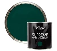 Vintro | Luxury Matt Emulsion | Smooth Chalky Finish | Multi Surface Paint | for Walls, Ceilings, Wood and Metal 2.5L (Dark Green - Woodpecker Green, 2.5 Litre)