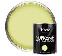 Vintro Luxury Matt Emulsion Yellow/green Smooth Chalky Finish, Multi Surface Paint - Walls, Ceilings, Wood, Metal 1L (Citron)