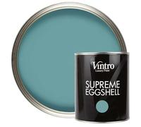 Vintro Paint | Blue Eggshell Paint | for Walls | Wood | Trim | Satin Furniture Paint | Interior & Exterior Use. 1 Litre (Casper - Blue)