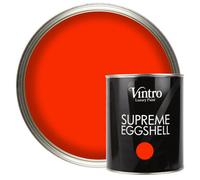 Vintro Paint Bright Red Eggshell For Walls Wood Trim Satin Furniture Paint Interior & Exterior 1L (Racing Red)