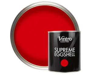 Vintro Paint | Bright Red Eggshell Paint | for Walls | Wood | Trim | Satin Furniture Paint | 1 Litre (Valentine - Red)