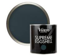 Vintro Paint Dark Grey Eggshell For Walls Wood Trim Satin Furniture Paint Interior & Exterior 2.5L (Lowry Grey)