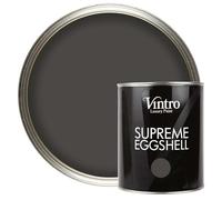 Vintro Paint | Dark Grey Eggshell Paint | for Walls | Wood | Trim | Satin Furniture Paint | Interior & Exterior Use. 1 Litre (Midnight - Dark Grey)