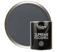 Vintro Paint | Eggshell Paint | for Walls | Wood | Trim | Satin Furniture Paint | Interior & Exterior Use. 1 Litre (Wigeon Grey - Dark Grey)