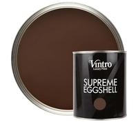Vintro Paint | Eggshell Paint | for Walls | Wood | Trim | Satin Furniture Paint | Interior & Exterior Use. 1 Litre (Ribwort - Dark Brown)