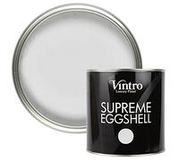 Vintro Paint | Eggshell Paint | for Walls | Wood | Trim | Satin Furniture Paint | Interior & Exterior Use. (Chrysler - Light Grey, 2.5 Litres)