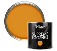 Vintro Paint | Eggshell Paint | for Walls | Wood | Trim | Satin Furniture Paint | Interior & Exterior Use. (Deep Saffron - Orange, 2.5 Litres)