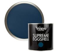 Vintro Paint | Eggshell Paint | for Walls | Wood | Trim | Satin Furniture Paint | Interior & Exterior Use. (Navy Blue - Picasso Blue, 2.5 Litres)