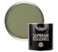 Vintro Paint | Eggshell Paint | for Walls | Wood | Trim | Satin Furniture Paint | Interior & Exterior Use. (Olive Green - ChiffChaff Green, 2.5 Litres)