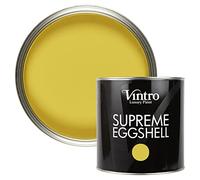 Vintro Paint | Eggshell Paint | for Walls | Wood | Trim | Satin Furniture Paint | Interior & Exterior Use. (Sunflower - Yellow, 2.5 Litres)