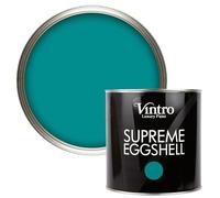Vintro Paint | Eggshell Paint | for Walls | Wood | Trim | Satin Furniture Paint | Interior & Exterior Use. (Teal, 2.5 Litres)