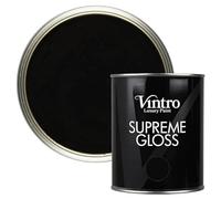 Vintro Paint | Gloss Paint | for Walls | Wood | Trim | Gloss Furniture Paint | Interior & Exterior Use. 1 Litre (Black - Victorian Black)