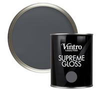 Vintro Paint | Gloss Paint | for Walls | Wood | Trim | Gloss Furniture Paint | Interior & Exterior Use. 1 Litre (Dark Grey - Wigeon Grey)