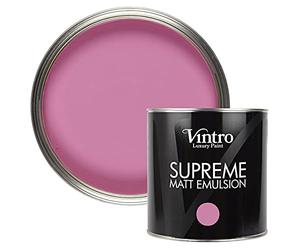 Vintro Paint | Luxury Matt Emulsion | Bright Pink | Smooth Chalky Finish | Multi Surface Paint | for Walls, Ceilings, Wood and Metal | 2.5L (Belladonna)