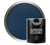 Vintro Paint | Navy Blue Eggshell Paint | for Walls | Wood | Trim | Satin Furniture Paint | Interior & Exterior Use. 1 Litre (Picasso Blue)
