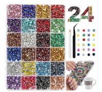 Vinuwu 24 Colors Rhinestones for Bedazzling, 5mm SS20 Silverback Flatback Bedazzle Beads Bedazzling Kit, Bedazzler Gems Kit for Crafting Nail Art Charms Clothing Shoes Book Diamond - No Gule