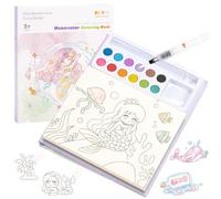 Vinuwu Water Colouring Book for Kids, Water Magic Painting Books Mess Free Colouring for Arts Crafts Drawing Activity Watercolour Paint Set Birthday Gift for Girls Boys Ages 3 4 5 6 7 8 (Mermaid)