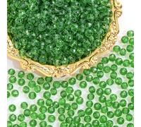 Vinvawenp 500PCS 6mm Round Crystal Glass Beads Faceted Spacer Beads Bulk for Jewelry Making Bracelets Necklace Earring Pendants Craft (Grass Green)