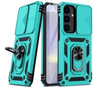 Vinve for Samsung Galaxy S24 Plus Case, Slide Lens Cover, HD Screen Protector, Military Grade Drop Protection, 360 Spin Ring Holder Kickstand Protective Phone Case (Ice Green)
