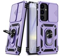 Vinve for Samsung Galaxy S24 Plus Case, Slide Lens Cover, HD Screen Protector, Military Grade Drop Protection, 360 Spin Ring Holder Kickstand Protective Phone Case (Lavender)